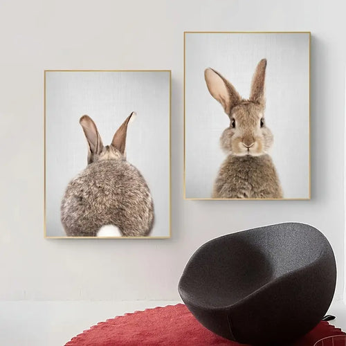 2pcs Kawaii Rabbit Canvas Paintings for Home Decor