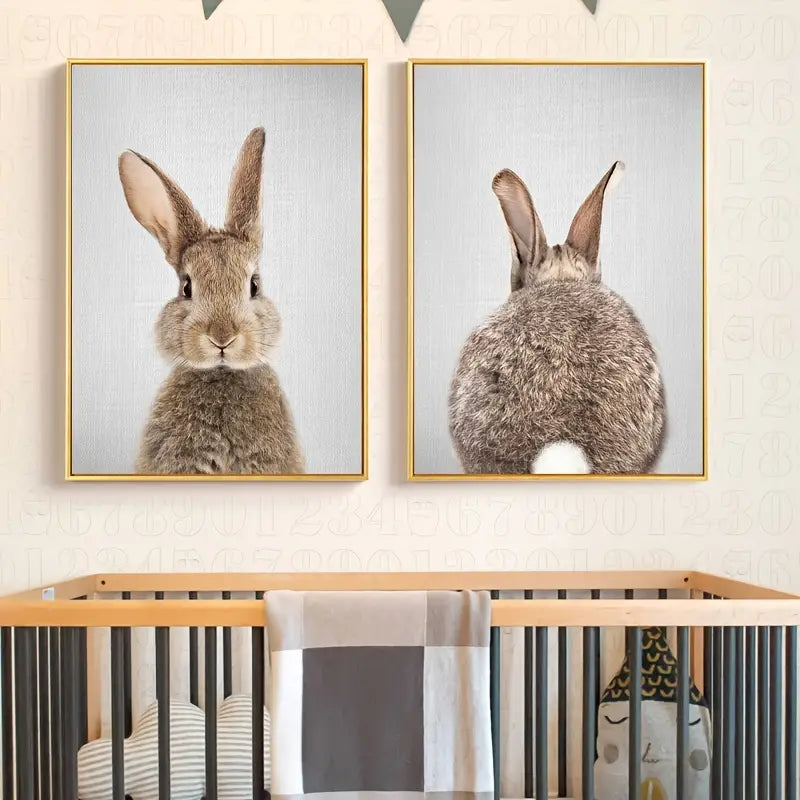 2pcs Kawaii Rabbit Canvas Paintings for Home Decor