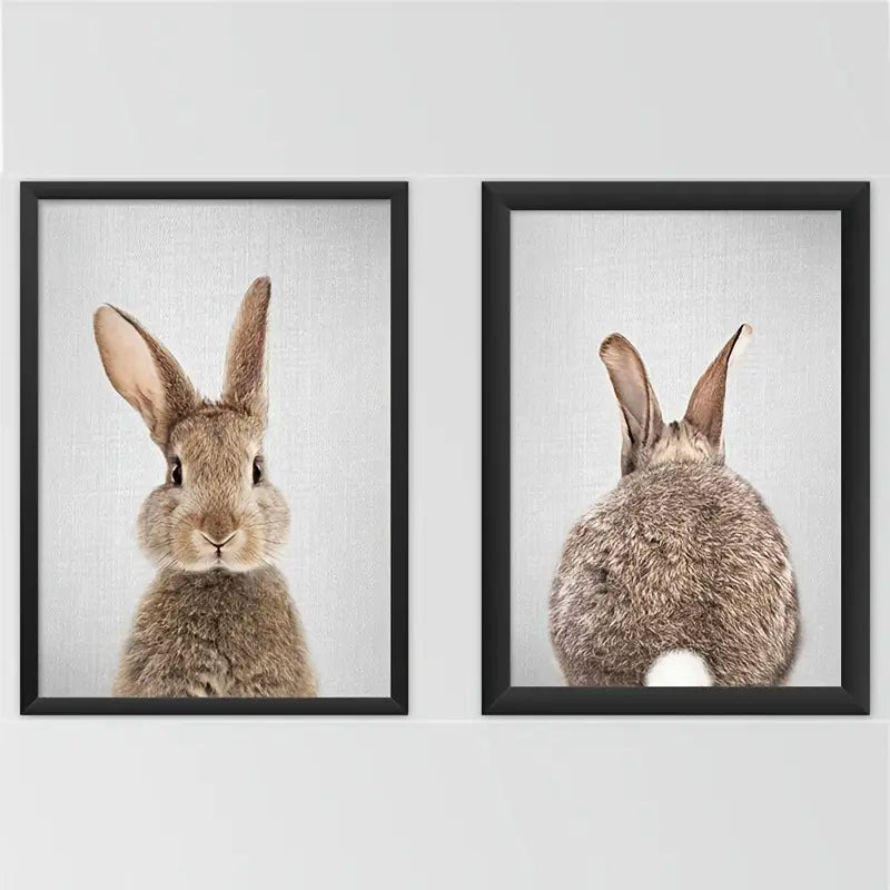2pcs Kawaii Rabbit Canvas Paintings for Home Decor